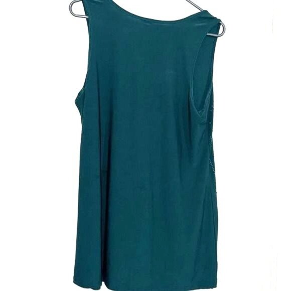 Teal Sleeveless Tank Top With Rhinestone Design Studio Y XL Polyester/Spandex - Picture 5 of 6